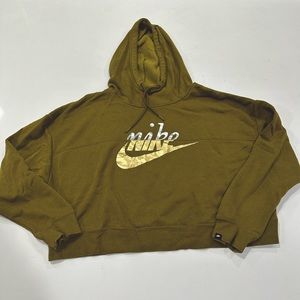 Olive green Nike cropped hoodie - like New
